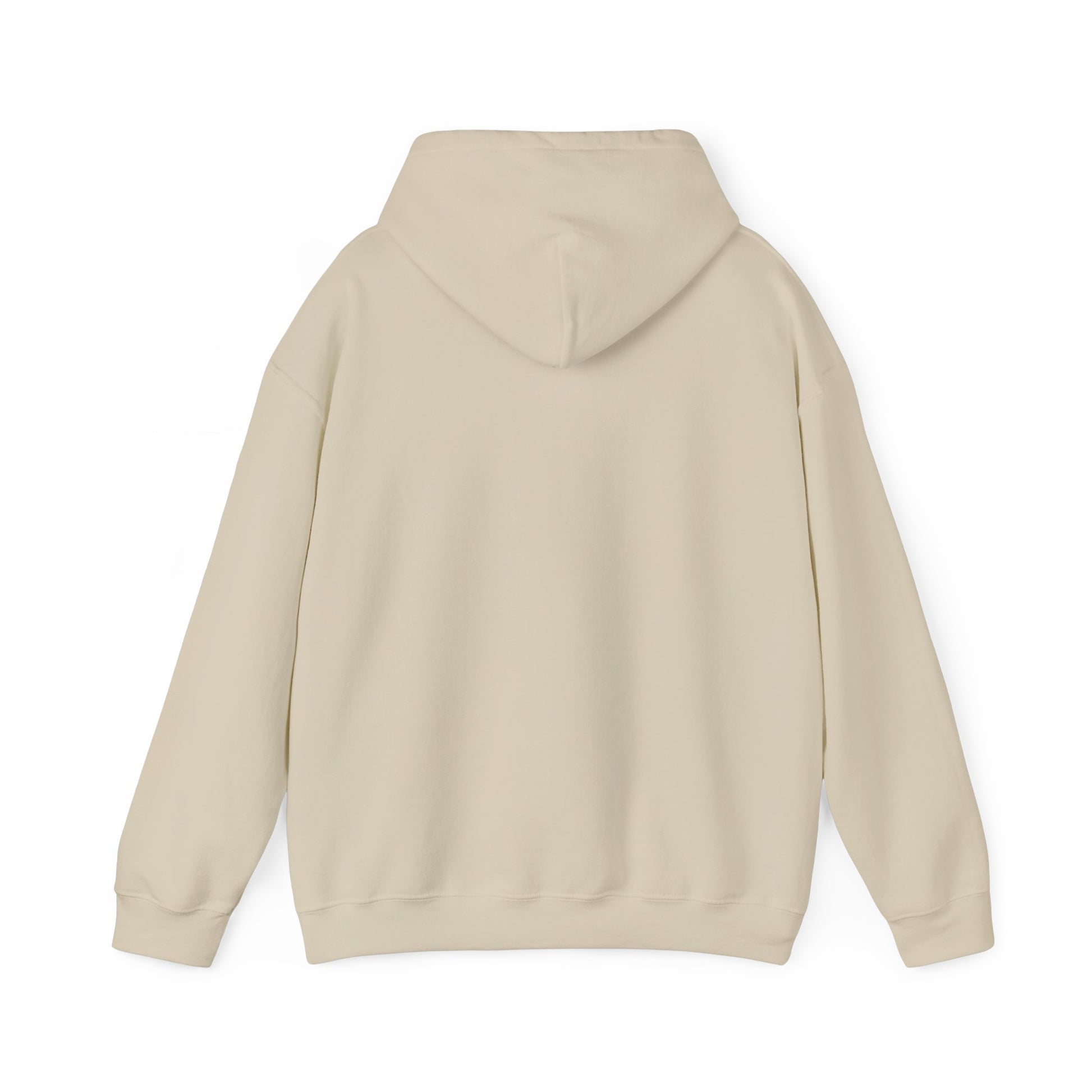 Back of sand colored hoodie - plain, no graphic