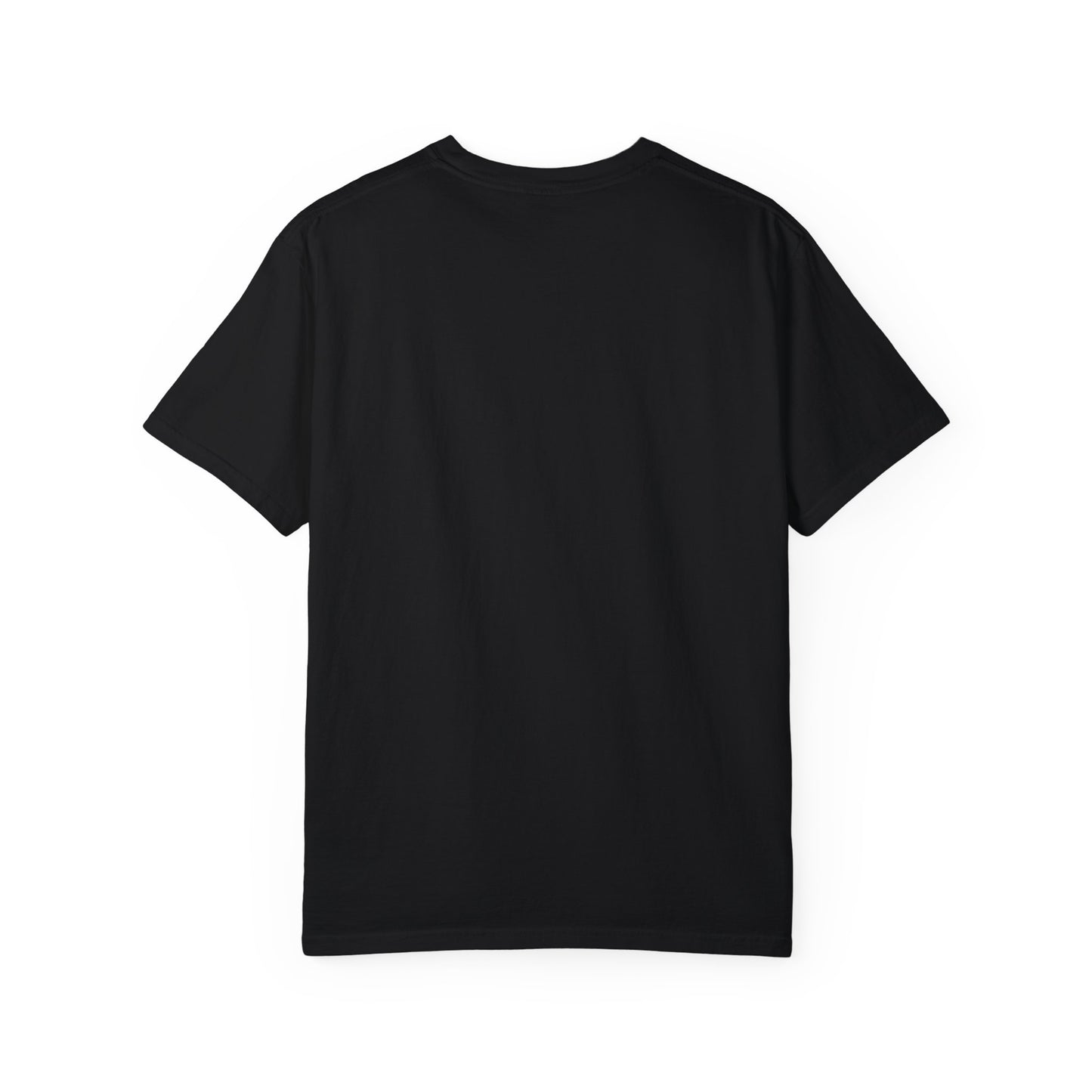 Back of black colored t-shirt - plain, no graphic